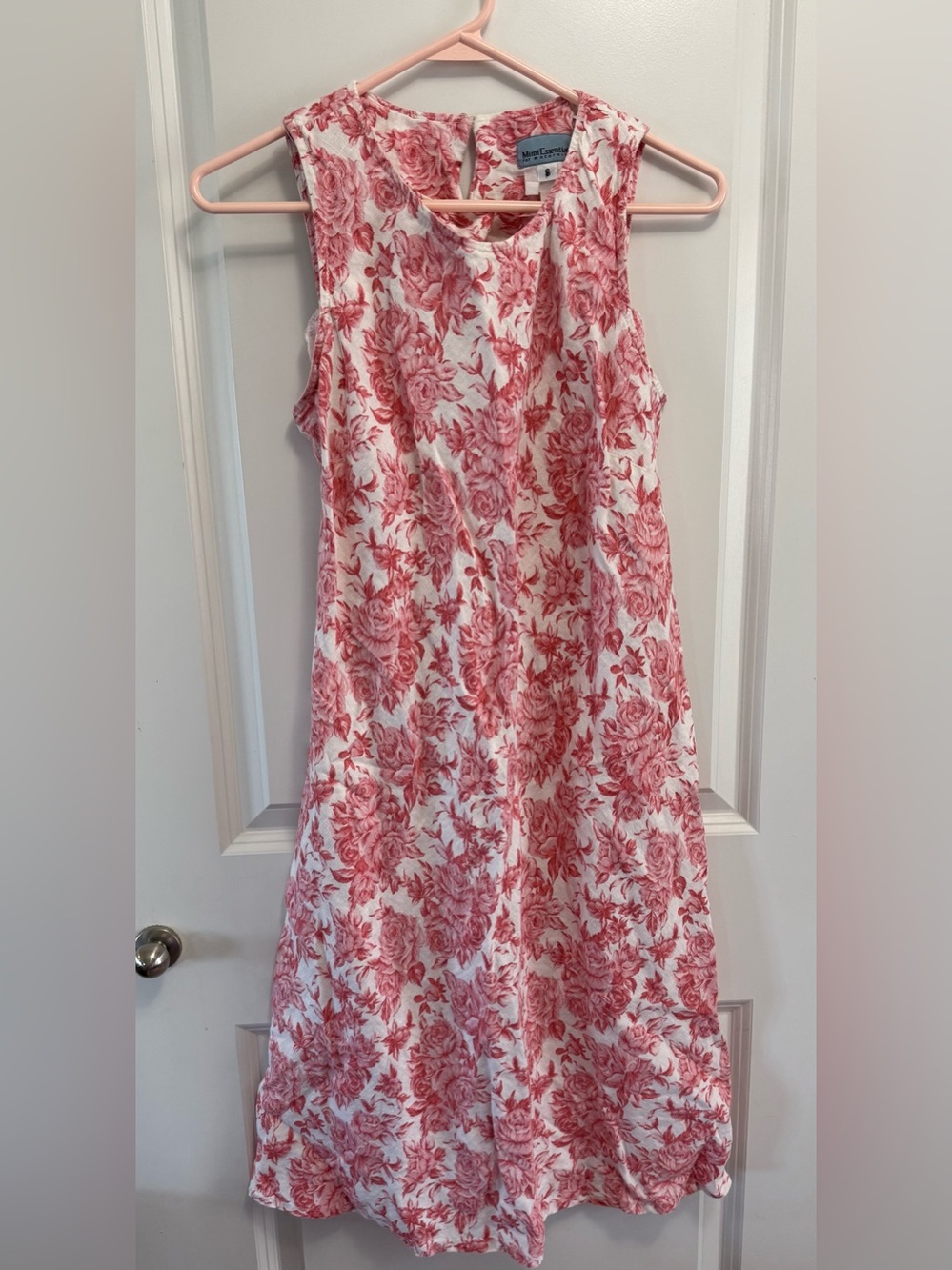 Vintage Red Rose Floral Print Shift Dress S